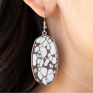 New 🤎 Brown Marble and Silver Earrings